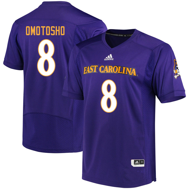 Men #8 Audie Omotosho ECU Pirates College Football Jerseys Sale-Purple